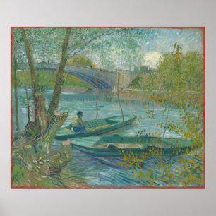 Póster Vicente van Gogh pescando en primavera, el puente