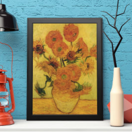 Póster Vicente van Gogh Vase de Vida Fija con 15 girasole