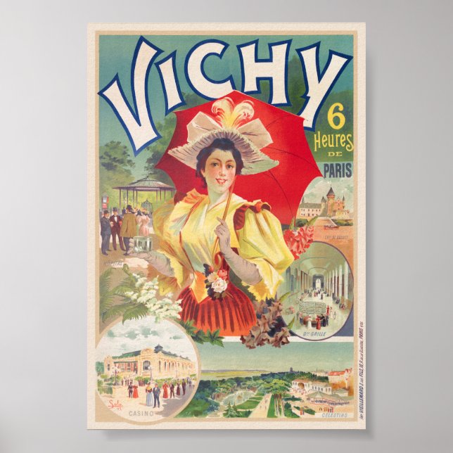 Póster Vichy. Afiche de la época de las seis heures de Pa (Frente)