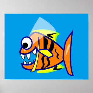PÓSTER VICIOSA PERSONALIZADO FUNNY PIRANHA PESCADO LOGO G