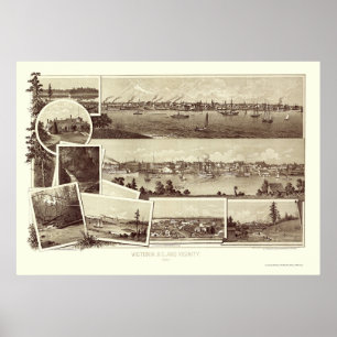 Póster Victoria, BC, Canada Panoramic Map - 1884