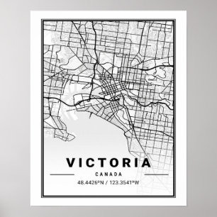 Póster Victoria British Columbia Canada Travel City Map