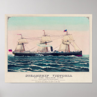 Póster Victoria del barco de vapor de la línea Anchor, 18