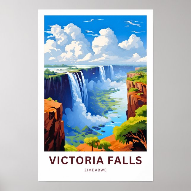 Póster Victoria Falls Zimbabwe Travel Print (Frente)