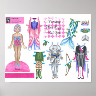 Póster Victoria Fantasy Hero Paper Doll - Play o Display
