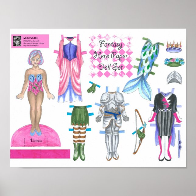 Póster Victoria Fantasy Hero Paper Doll - Play o Display (Frente)