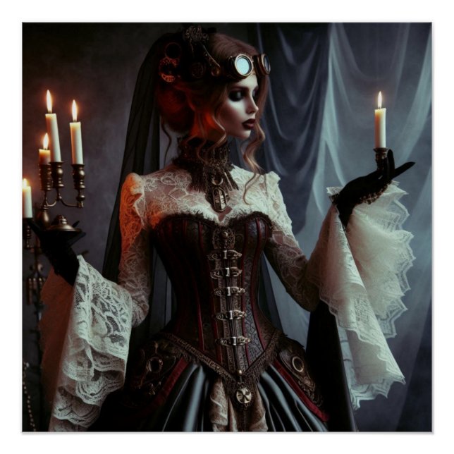 Póster Victoria Gothic Steampunk Elegant Lady (Anverso)