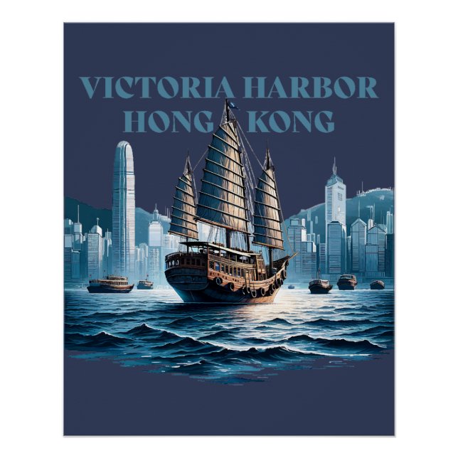 Póster Victoria Harbor Hong Kong China (Anverso)