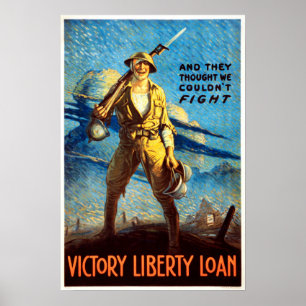 Póster Victoria Libertad préstamo propaganda de la guerra