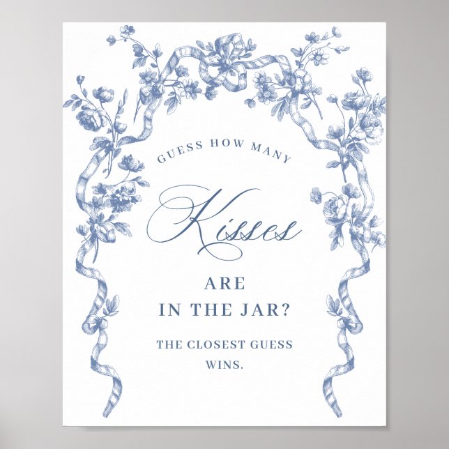 Póster Victoria Ornate Grace Dusty Blue Bridal Shower (Frente)