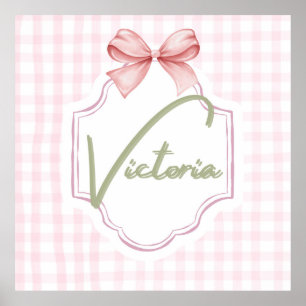 Póster Victoria Personalizada Baby Girl Nursery Bow