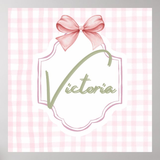 Póster Victoria Personalizada Baby Girl Nursery Bow (Frente)