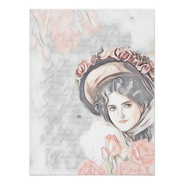 Póster Victoria vintage con Bonet y rosas (Anverso)