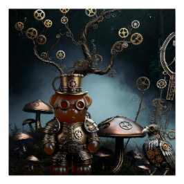 Póster Victorian Clockwork Gummy Bear Mechanical Raven