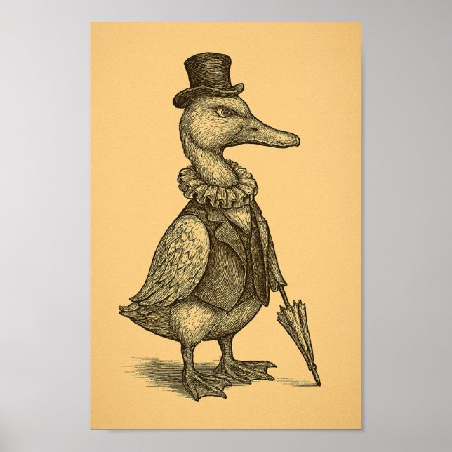 Póster Victorian Duck with Umbrella (Frente)