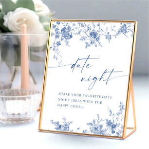 Póster Victorian Dusty Blue French Garden Date Idea de no