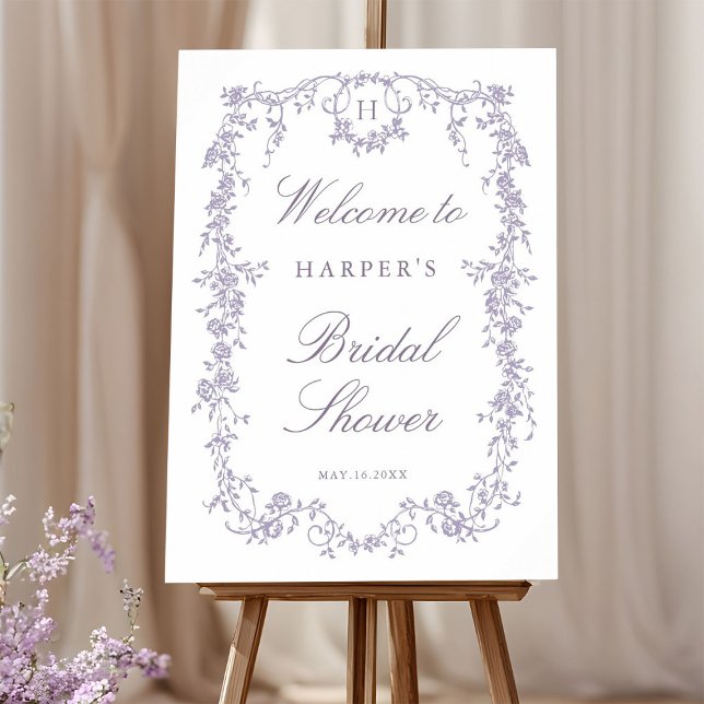 Póster Victorian French Lavender Bridal Shower Welcome (Subido por el creador)