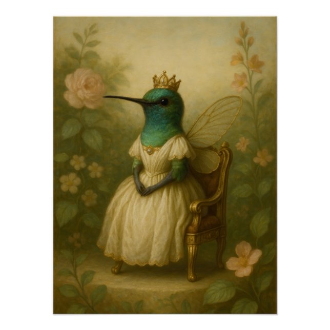 Póster Victorian Hummingbird Queen | Majestic Fairy Bird  (Anverso)