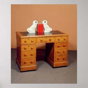 Póster Victorian kneehole desk and a pair of dogs
