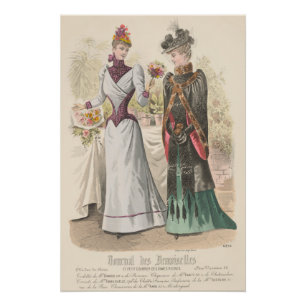 Póster Victorian Ladies Paris Fashion Vintage Ad