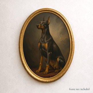 Póster Victorian Oil Painting Portrait Art Doberman Dog