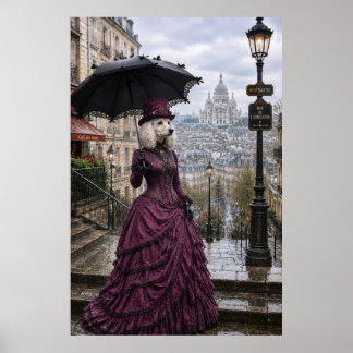 Póster Victorian Poodle Lady at Sacré-Cœur – Paris Wall A