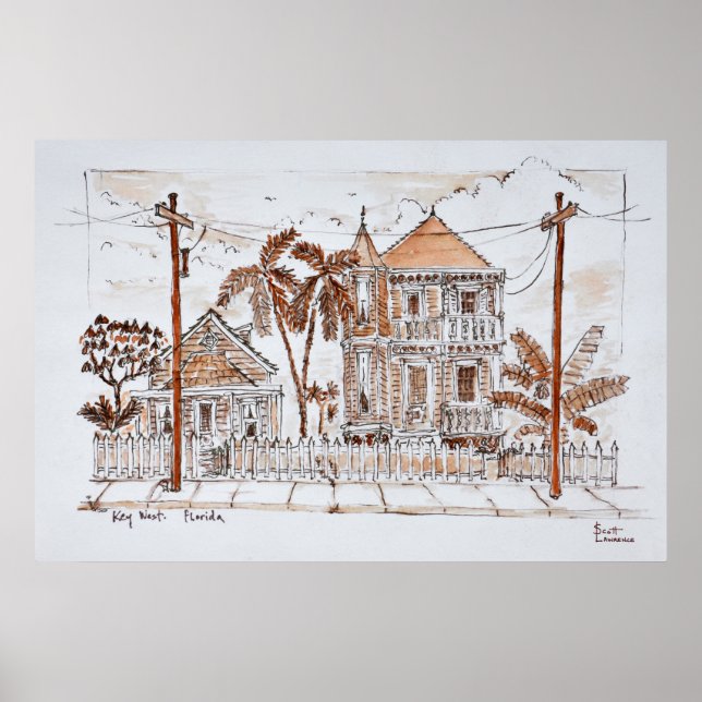 Póster Victorian Style Conch Houses | Key West, Florida (Frente)