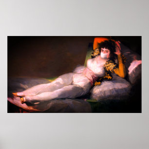 Póster Victorian woman in virus mask renaissance painting