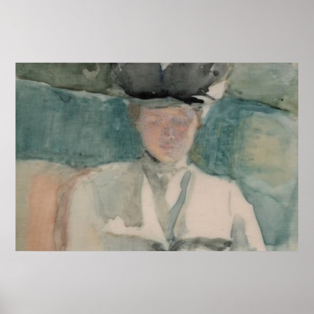 Póster Victorian Woman Portrait Pastel-Tone Watercolor (Frente)