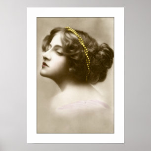 Póster victoriana lady cameo style pose