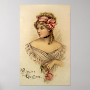 Póster victoriano de salutaciones de San Valentín