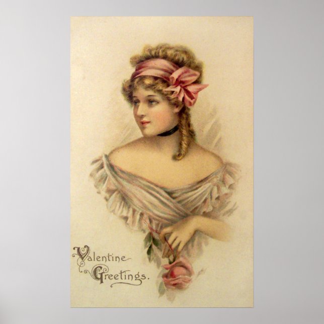 Póster victoriano de salutaciones de San Valentín (Frente)