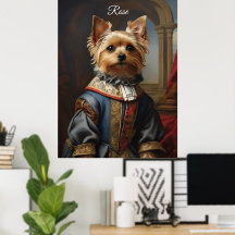 Victoriano Yorkshire Terrier en ropa caprichosa