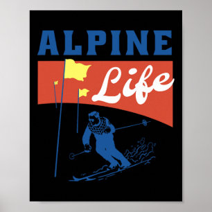 Póster Vida Alpina - Esquí Retro Gráfica Para El Deporte