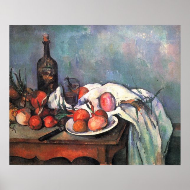 Póster Vida con cebollas - Paul Cézanne (Frente)