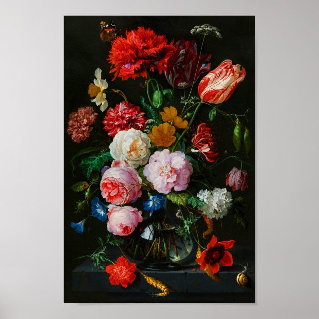 Póster Vida con flores en una bolsa de vidrio (Frente)