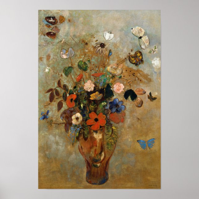 Póster Vida con flores por Odilon Redon (Frente)