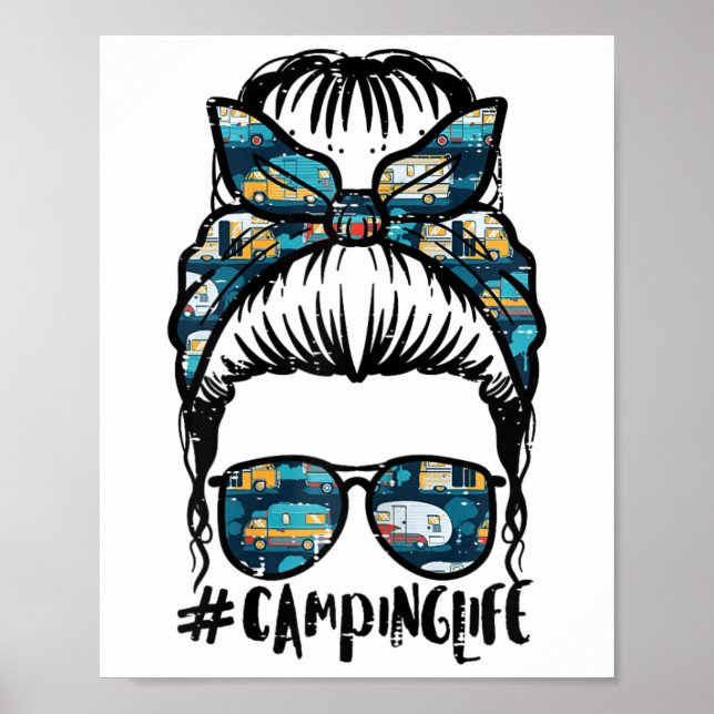 Póster Vida de acampada Moño desordenado Campamento Campi (Frente)