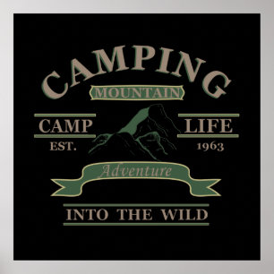 Póster Vida de campamento al aire libre