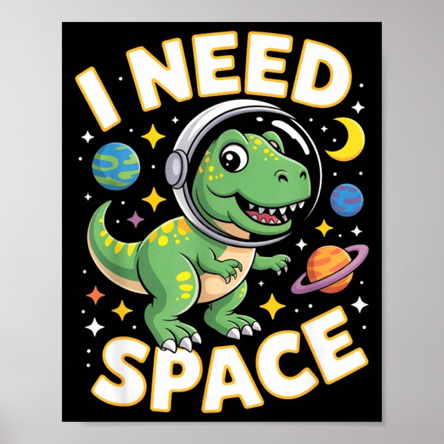 Póster Vida de Fife Necesito Espacio T-rex Astronauta Esp (Frente)