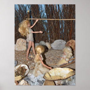 Póster Vida de la tribu en el campamento.