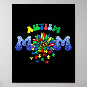 Póster Vida de mamá autista girasol pieza de rompecabezas