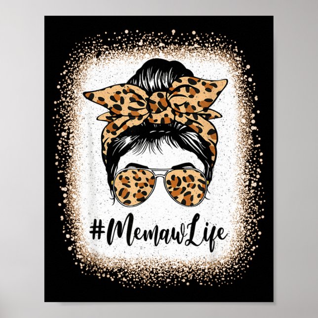 Póster Vida de Memaw mechas de leopardo moño desordenado  (Frente)