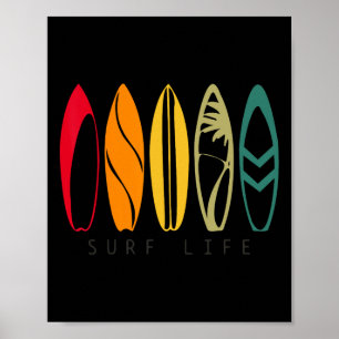 Póster Vida de surf Surfing vintage Tablero de surf retro