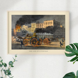 Póster Vida de un litografo de Fireman Vintage de los año