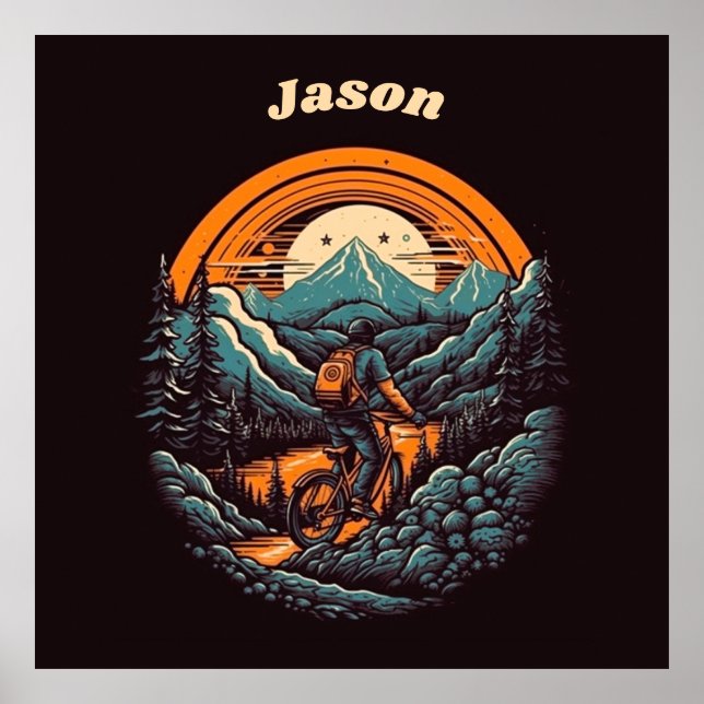 Póster Vida en bicicleta, personalizable retro (Frente)