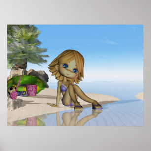 Póster Vida en la playa, tonificación colección de pequeñ