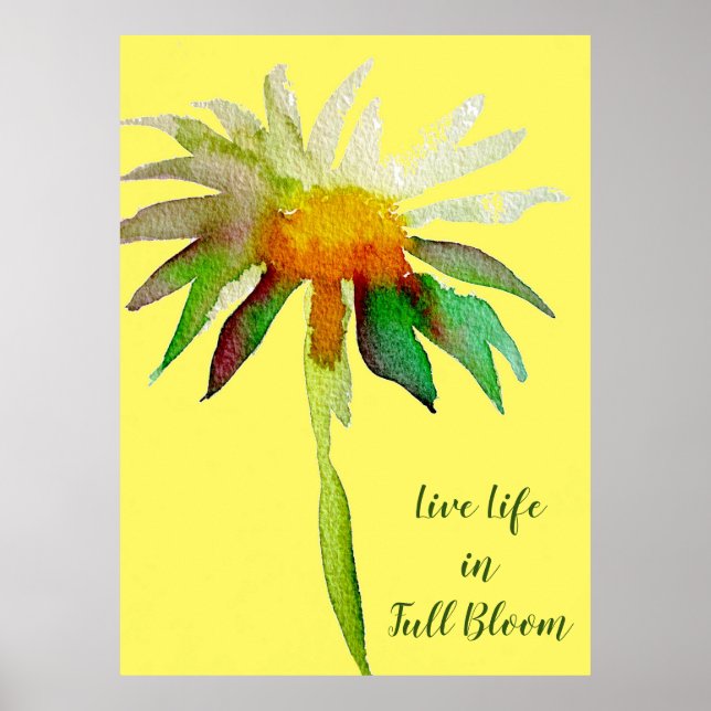 Póster Vida en plena flor cita Daisy Flor Amarilla (Frente)