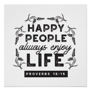 Póster Vida Feliz con Fe – Proverbios 15:15 Arte