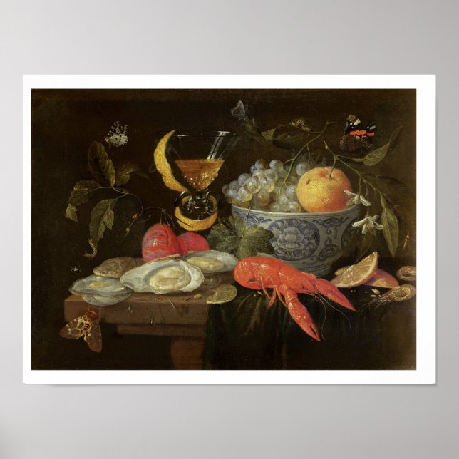 Póster Vida fija con fruta y mariscos, 1653 (petróleo en (Frente)